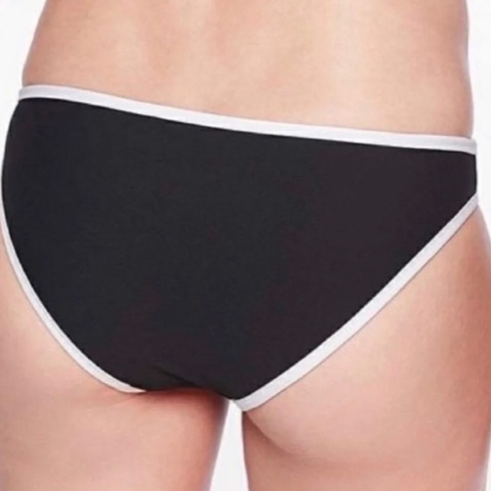 Athleta Bikini Bottom NWT Black with White Trim Ribbed Size XL - Picture 3 of 8